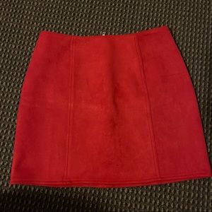 Faux Suede Red Mini Skirt